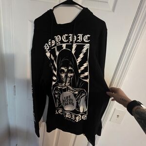 Black Graphic Hoodie with Psychic Design